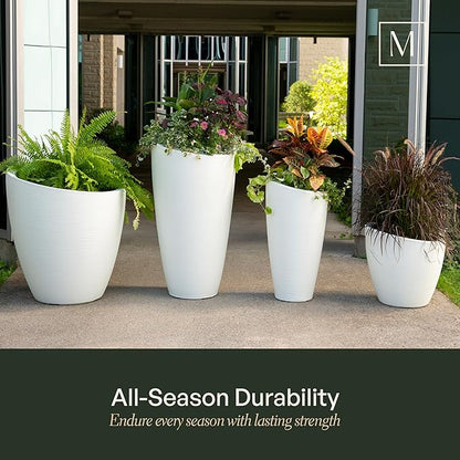 Mayne Modesto 20-Inch Round Planter – Weather-Resistant Planter for Flowers – Durable Indoor/Outdoor Design for Patio, Porch, or Entryway