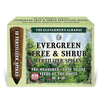 The Old Farmer's Almanac Evergreen Tree & Shrub Fertilizer Spikes, 10-4-10 (12 Spikes - 3.0 Lbs)