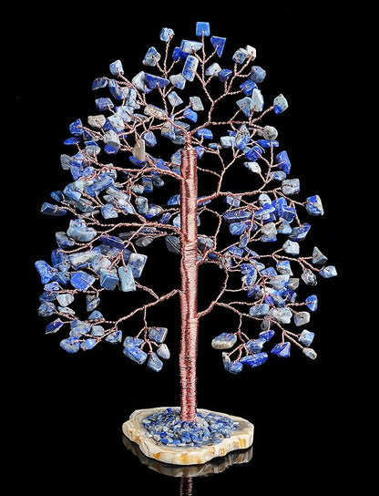 Crocon Lapis Lazuli Gemstone Tree of Life, Handmade, 8 Inch, Blue, Crystal Decoration, Feng Shui, Money Tree, Spiritual Gift