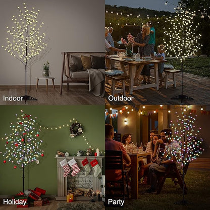 Lightshare 6.5FT LED Lighted Cherry Blossom Tree, 208 LED Warm White to Multicolor, Timer and Dimmer with Remote, Home Garden, Summer, Wedding, Holiday, Party Decoration for Indoor and Outdoor Use