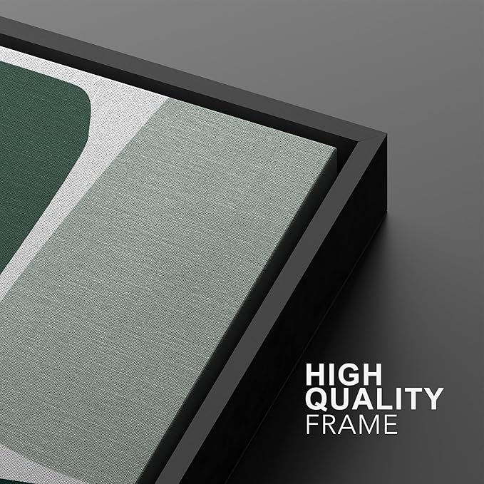 Ashbrook Framed Wall Art Print Set Geometric Green Color Block Collage Abstract Shapes Illustrations Modern Art Boho Scenic Colorful for Living Room, Bedroom, Office - 16"x24"x3 Black