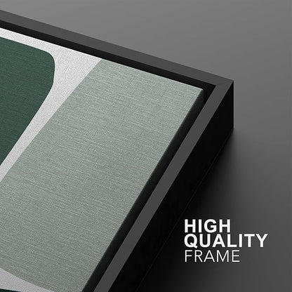 Ashbrook Framed Wall Art Print Set Geometric Green Color Block Collage Abstract Shapes Illustrations Modern Art Boho Scenic Colorful for Living Room, Bedroom, Office - 16"x24"x3 Black