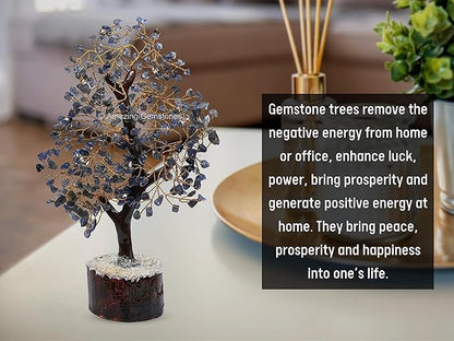 Iolite Natural Healing Premium Crystal Bonsai Feng Shui Fortune Money Tree of Life for Home Office Decor (Gift Box Ready,10-12 Inch)