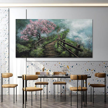 Dimpaga Canvas Wall Art Decor Large Wall Art Pictures for Living Room Tree of Life Wall Art Prints Foggy Trail Wall Art Decor Large Artwork for Walls for Room Home Office Wall Decor 29" X 58"