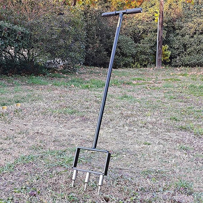 Lawn Aerator, Core Aerator Lawn Tool, Stainless Steel 3-Corer Lawn Hand Aeration – Manual Yard Plug Aerator for Compacted Garden Soil, Garden Care, Gardening Core Aeration Tool (Spike Tine)