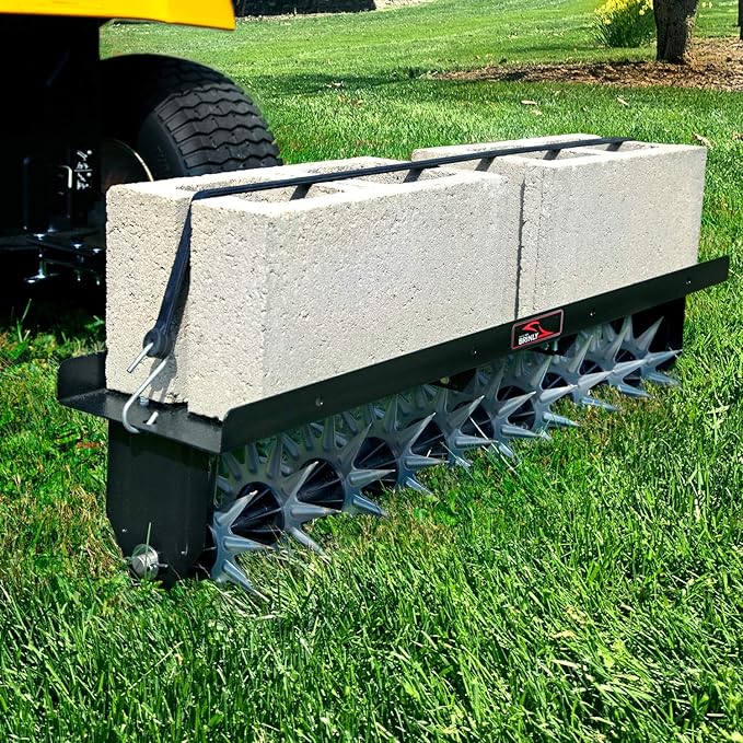 Brinly SA2-40BH-P Tow Behind Spike Aerator with Double Tow Bar, 40" - Textured Black