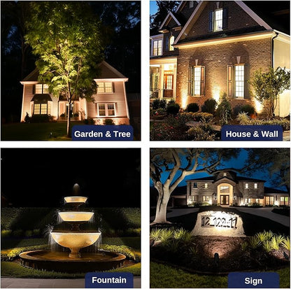 Gardenreet Low Voltage Spotlight - Outdoor Light Fixture 12V AC/DC, Brass Landscape Lights LED Hardwired, Weather Proof Bronze for Flag Wreath with Warm White MR16 Removable Bulbs (10 Pack)
