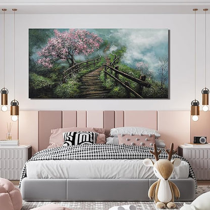 Canvas Wall Art Decor Wall Art Pictures for Living Room Tree of Life Wall Art Prints Canvas Art Wall Decor Foggy Trail Artwork for Walls Tree Flower Wall Art Decor for Room Home Office Wall Decor 20" X 40"