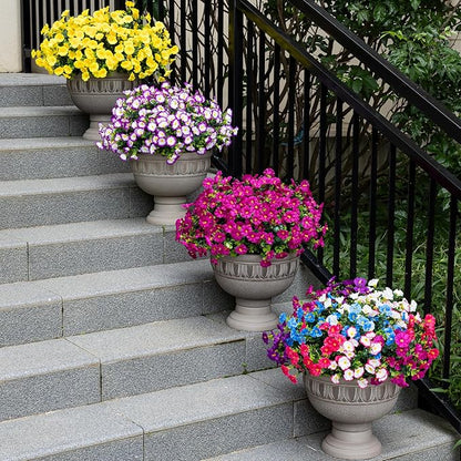 Lnoicy Artificial Flowers for Outdoor 12 Bundles Eucalyptus Fake Flowers for Planter,UV Resistant Fake Morning Glory for Home/Porch/Garden Decoration (Mix Color)