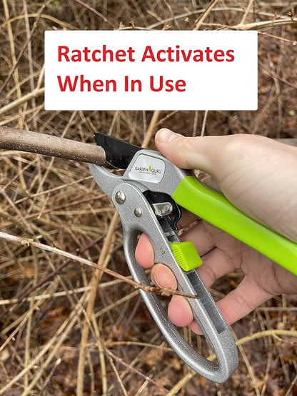 GARDEN GURU Professional Ratchet Pruning Shears Clippers – 4X Cutting Power – Ratcheting Garden Anvil Pruners Scissors - Makes Tough Cuts Easy - Ergonomic Handles - 1 Case (50 Pcs)