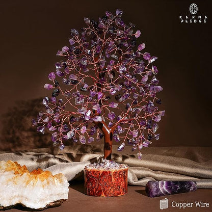 Crystal Tree of Life Amethyst Healing Crystal Trees for Home & Office Decoration, Handmade Crystal Money Bonsai Trees for Positive Energy, Good Luck, Christmas Decor, Birthday Gifts for Women, Mom