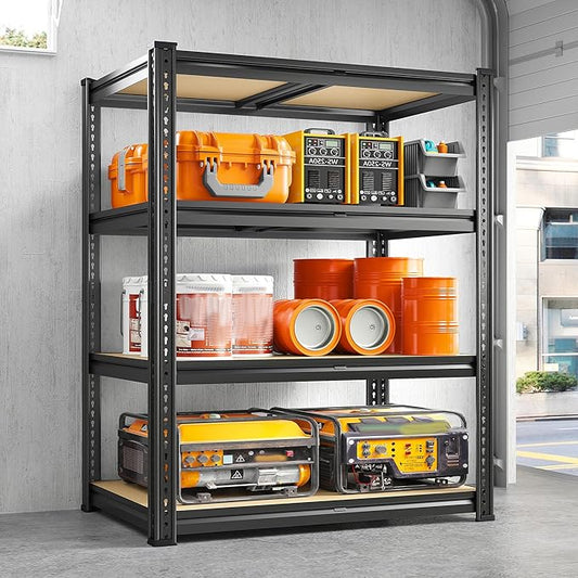 REIBII Garage Shelving 60.1" H Storage Shelves Heavy Duty 1800 LBS, 4-Tier Metal Shelving Ajustable Garage Shelves for Warehouse Basement Kitchen Pantry Closet, 60.1" H x 35.5" W x 18" D