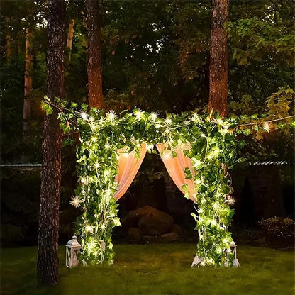 BLEUM CADE 30 Strands 210Ft Fake Vines for Bedroom with 98.4Ft String Lights, Cute Artificial Hanging Ivy Vines with Fake Leaves, Fake Plants for Christmas Party Garden Wall Room Decor