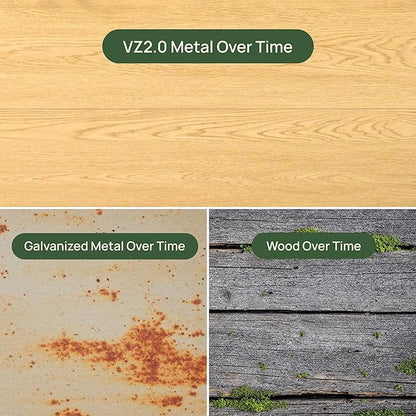 Vego garden Woodgrain Series Raised Garden Bed, 16'' Tall 2' x 8' Wooden-Look Metal Planter Box Outdoor for Gardening Vegetables, Flowers, Herbs