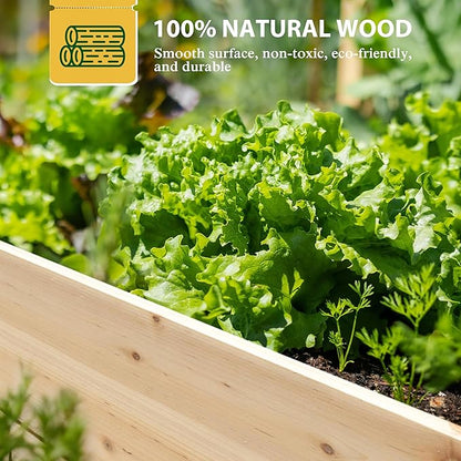 BlueWish Raised Garden Bed Outdoor, Planter Box with Open Bottom, Mortise Design, Ground Garden Bed for Fruit, Vegetables, Herbs, 94''L x 47''H x 15''W
