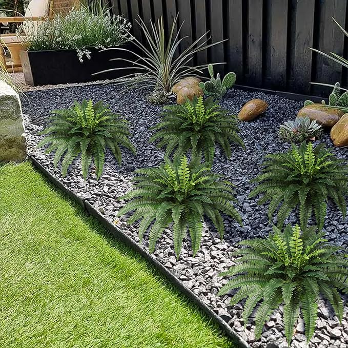 JUSTOYOU 36" Artificial Boston Fern Bush, Artificial Ferns for Outdoors Large 1 Pc with 60 Fronds Faux Ferns UV Resistant Fake Plants for Indoor and Outdoors Home Office Greenery Decor
