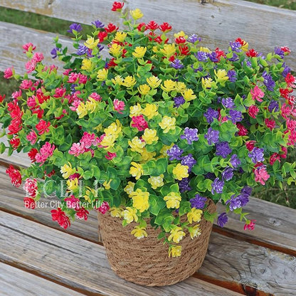 12 Bundles Artificial Fake Plants Flowers, Realistic Flowers Not-Fading and UV Resistant Artificial Flowers for Outdoor Indoor Décor Porch Patio Garden and Home Decoration