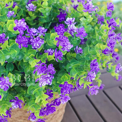 Artificial Flowers for Outdoors, 12 Bundles UV Resistant Realistic Faux Plants for Outside Porch Planter, Spring Summer Home Garden Decoration, Purple