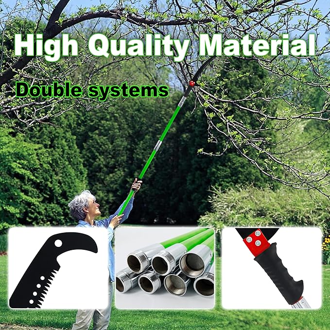 Manual pole saw,Tree Trimmer, Pole Pruning Saw, Pole Saws for Tree Trimming, Gardening Tools Pruner Hand Pole Saw For Yard(NO Scissor Head-Yellow 26FT)