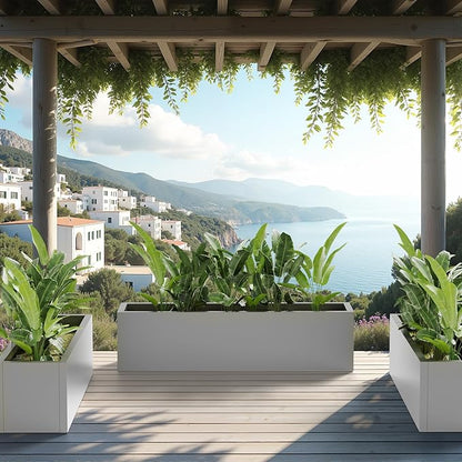 Casaphoriar Metal Planter Box 36"x9"x9", Rectangular Planter and Drainage Holes, Perfect for Outdoor Patio and Balcony Decor, Grey