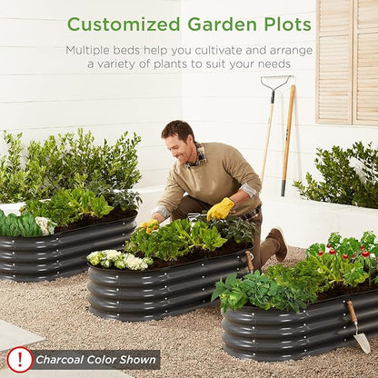 Best Choice Products 4x2x1ft Outdoor Metal Raised Garden Bed, Oval Deep Root Planter Box for Vegetables, Flowers, Herbs, and Succulents w/ 51 Gallon Capacity, Rubber Edge Guard - Terracotta