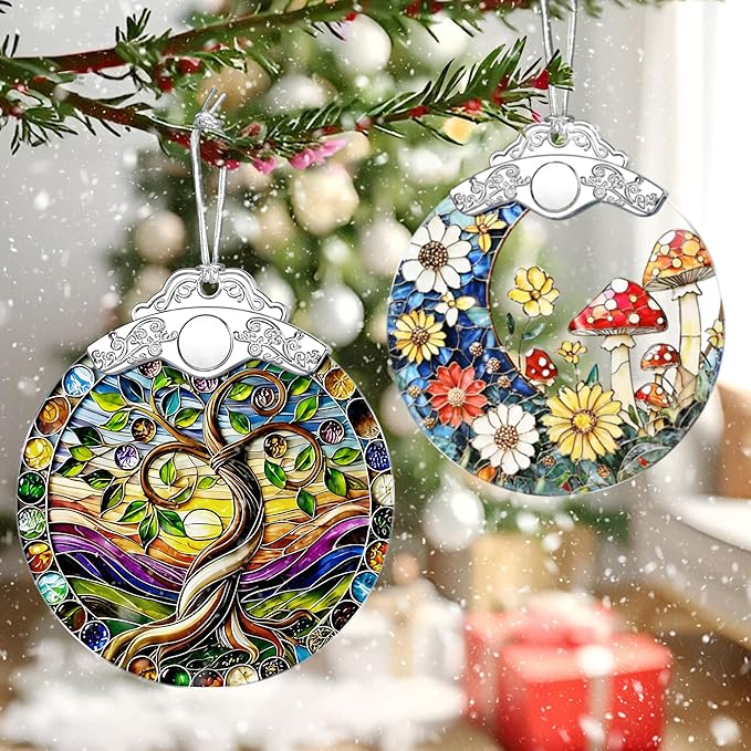 Tree of Life Ornament – Christmas Decoration & Christmas Ornament; Stained Glass Holiday Decoration (Holiday Present, Bauble Present, Gift Idea, Gift Exchange) | Heirloom Keepsake