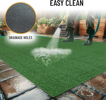 Ottomanson Artificial Grass Turf 6'6" x 8' Indoor Outdoor Faux Grass Rug with Drainage Holes, Customizable with Extra Long Size Options, Perfect for Patio Lawn Balcony Weddings Photoshoot Backdrop
