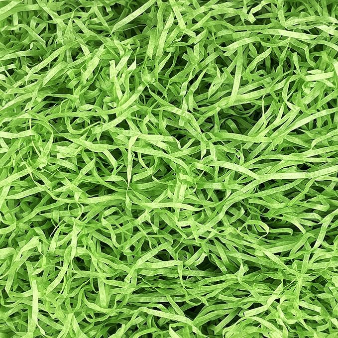 Asekonc 1/2 LB Easter Green Grass Green Raffia Grass Super Large Pack Recyclable Paper Shred for Easter Basket Filler Creative Eggs Decor Filler Gift Wrapping