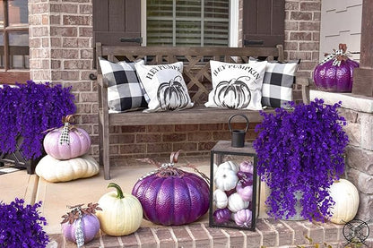 RECUTMS 4 Pack Artificial Plants Hanging Faux Eucalyptus Leaf Greenery Fake Plant for Wall House Room Patio Indoor Outdoor Home Shelf Office Decor (Purple)