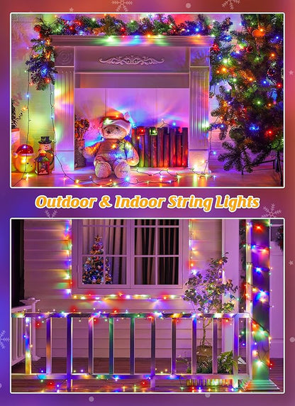 Brightown Solar Christmas Lights Outdoor, 4 Pack Total 184FT 480 LED Solar String Lights Outdoor Waterproof Green Wire with 8 Modes, Solar Fairy Light for Garden Yard Patio Party Decors, Multicolor