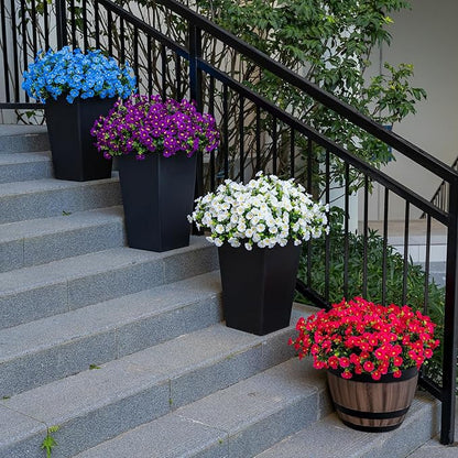 Artificial Faux Flowers for Outdoor 16 Bundles Boxwood Fake Morning Glory for Planter,UV Resistant Fake Flowers for Home Porch Patio Outside（White）
