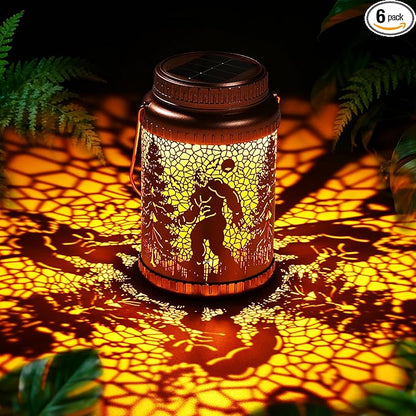 Cooo 6 Pack Solar Lanterns Outdoor Waterproof Bigfoot Sasquatch Christmas Trees Solar Pathway Lights Landscape Path Christmas Gifts for Women Mom Grandma Outdoor Table Lamp Garden Yard Decor-Rose Gold