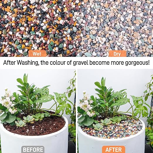 18lb Aquarium Gravel for Plants, 1/4Inch Fish Tank Gravel for Succulent Cactus and Bonsai, Decorative River Rocks Pebbles for Gardening, Flower Pots, Landscaping,Terrarium