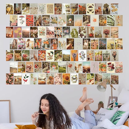 Artivo Aesthetic Wall Collage - Cottagecore Nature Boho Designs, for Teen Girls' Bedrooms - 100 Posters, 4x6 Inch, Photos Collection