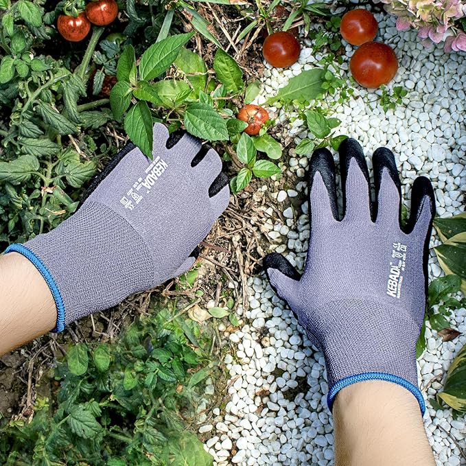 Kebada W5 Work Gloves Bulk Pack (60 Paris), Foam Nitrile Coated Safety Gloves with Grip, Knitted with Spandex and Nylon, Ideal for Gardening, Warehouse, XXL
