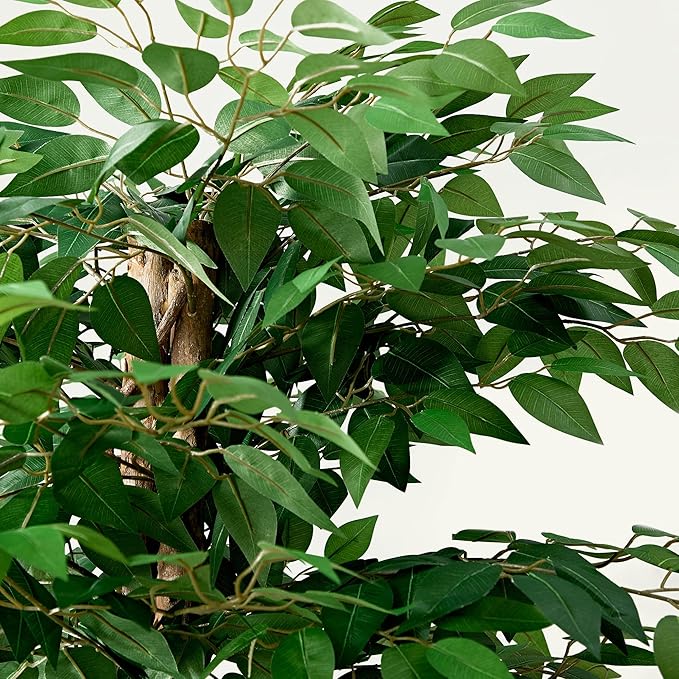 VECELO Ficus Tree Artificial 6 Feet, Tall Faux Tree in Pot, Fake Floor Plant with Realistic Tree Branch & Silk Leaves for Home Office Indoor Decor