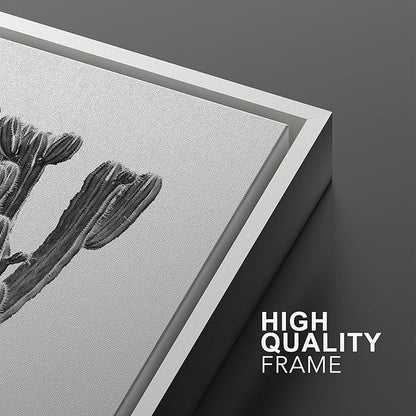 Ashbrook Framed Wall Art Print Set Black & White Southwest Desert Cactus Nature Floral Photography Modern Decorative Multicolor Relax/Calm for Living Room, Bedroom, Office - 16"x24"x3 White