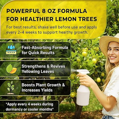 Leaves and Soul Professional Lemon Tree Fertilizer Liquid Concentrate - 6-4-6 Blend for Fruit Tree Fertilizer, Garden - Liquid Plant Food for Lemon Trees in Pots or Outdoors - 8oz