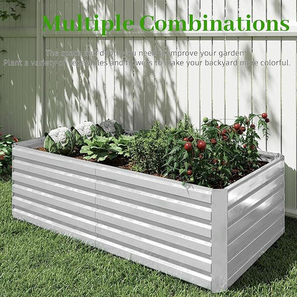 8x4x2 ft Outdoor Raised Garden Bed, Large Metal Planter Raised Beds, Planters for Outdoor Plants for Vegetables, Flowers, Herbs, Fruits, and Succulents.(2 Pcs)