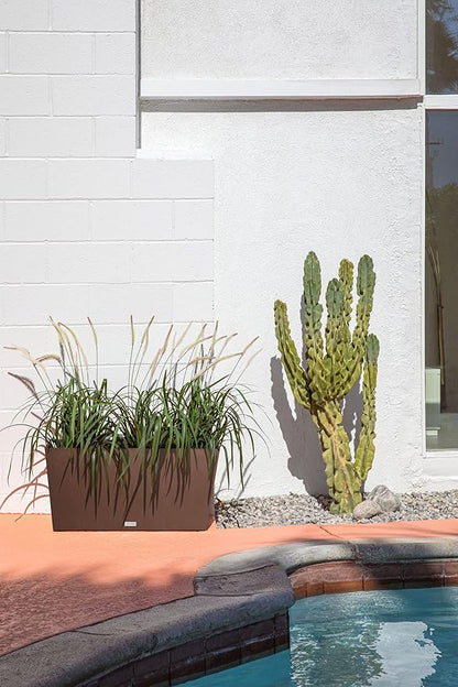 Veradek Pure Series Midori Trough Planter - Large Rectangular Planter for Indoor or Outdoor Deck/Porch | Durable All-Weather Use with Drainage Holes | Modern Decor for Shrubs, Flowers, Small Plants