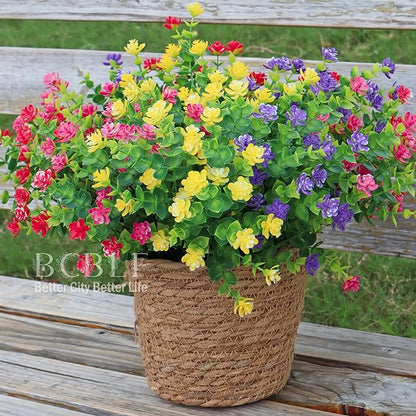 12 Bundles Artificial Fake Plants Flowers, Realistic Flowers Not-Fading and UV Resistant Artificial Flowers for Outdoor Indoor Décor Porch Patio Garden and Home Decoration