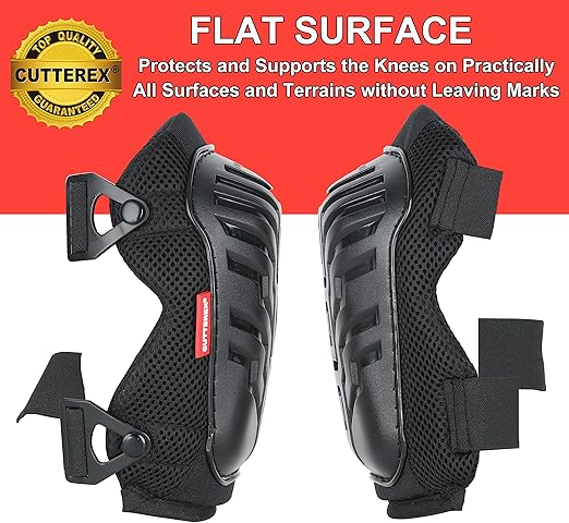 FLAT Knee Pads for All Kneeling Works, Professional Knee Cushions, Heavy Duty and Protection Design Knee Pad for Flooring, Gardening, Comfortable and Durable, Anti-Skid and Adjustable Clips