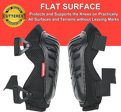 FLAT Knee Pads for All Kneeling Works, Professional Knee Cushions, Heavy Duty and Protection Design Knee Pad for Flooring, Gardening, Comfortable and Durable, Anti-Skid and Adjustable Clips