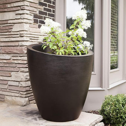 Mayne Modesto Round Planter with Sloped Top and Textured Finish