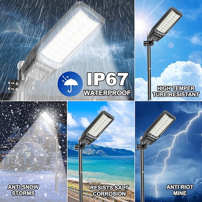 Loyoele Solar Street Light Outdoor Waterproof Dusk to Dawn, 9800W Solar Parking Lot Lights Commercial Large Outdoor Flood Light Heavy Duty Solar Power with Motion Sensor for Yard Garden