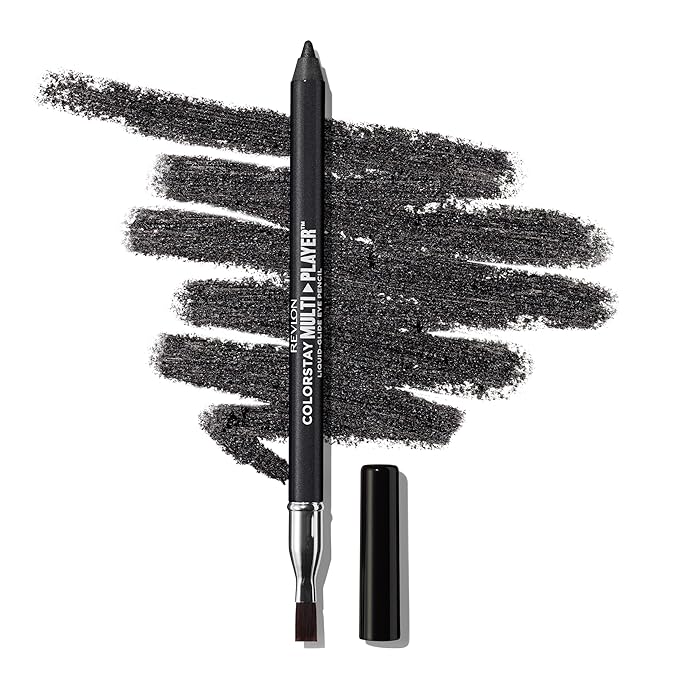 REVLON ColorStay Multiplayer Liquid-Glide Eye Pencil, Multi-Use Makeup With Blending Brush, Blends Then Sets, Creamy Texture, Waterproof, Smudge-proof, Longwearing, 401 Checkmate, 0.03 Oz