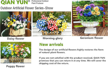 QIANYUN Fake Flowers-13in Pansy Small Wild Flower Artificial Plants Outdoor Plastic Purple Flowers for Home Wedding Kitchen Garden Table Centerpieces Indoor Outdoor Decor (Mixed Color)