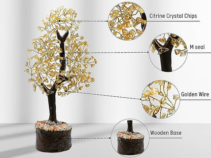 Citrine Crystal Tree Fung Shui Crystal Money Tree, Dubai Citrine Stone Piedra Citrina Healing Energy (Gift-Box Added)