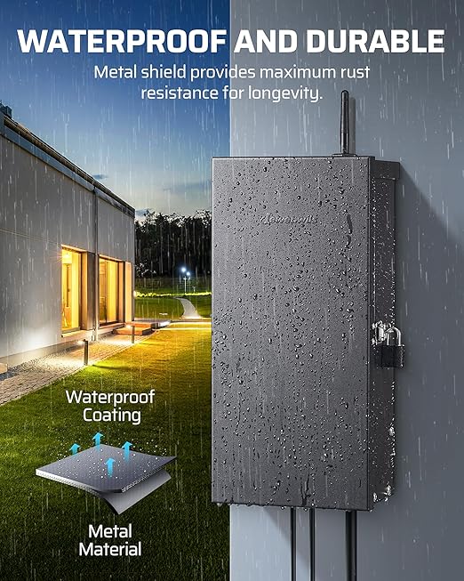 DEWENWILS 300W Low Voltage Landscape Transformer WiFi with 3 Zones, Outdoor Smart Low Voltage Transformer, 120V AC to 12/14V AC, Compatible with Alexa & Google Assistant, for Landscape Lighting