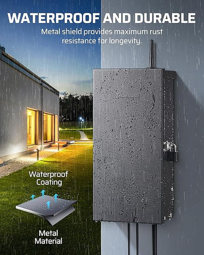 DEWENWILS 300W Low Voltage Landscape Transformer WiFi with 3 Zones, Outdoor Smart Low Voltage Transformer, 120V AC to 12/14V AC, Compatible with Alexa & Google Assistant, for Landscape Lighting